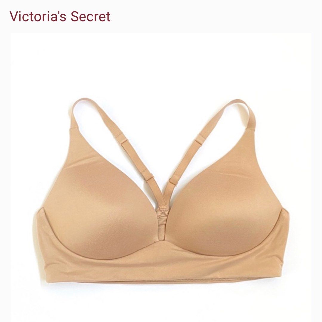34D Victoria's Secret Body by Victoria Nude Tan Satin Racerback Pullover  Padded Bra, Women's Fashion, Undergarments & Loungewear on Carousell