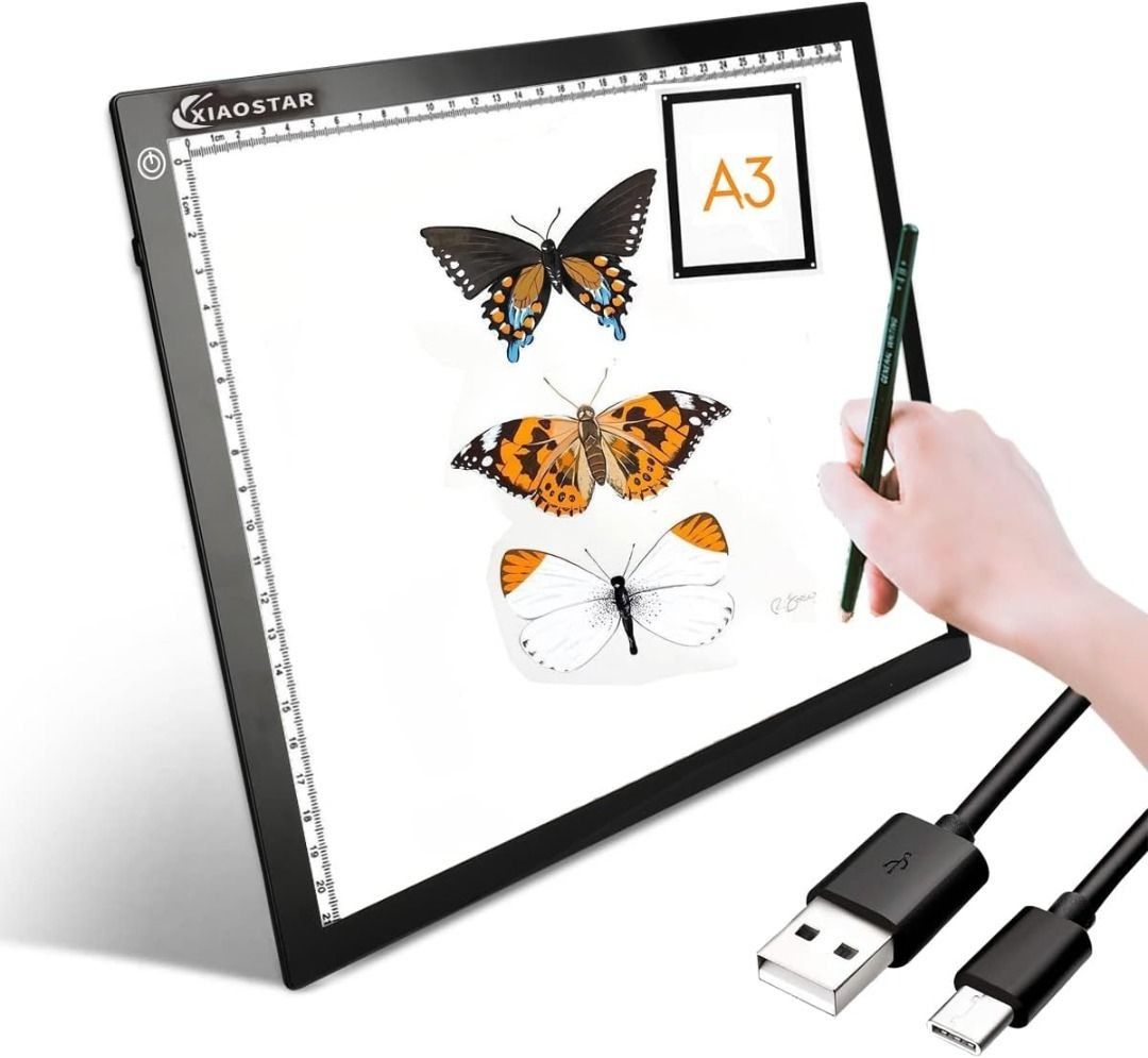 XIAOSTAR Light Box Drawing A4,Tracing Board with Brightness Adjustable for Artists, Animation Drawing, Sketching, Animation, X-Ray Viewing (Black)