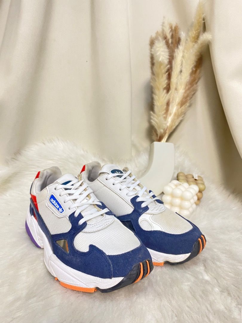 ADIDAS Falcon Women s 8 Crystal White Collegiate Navy Chunky Sneakers Women s Fashion Footwear Sneakers on Carousell