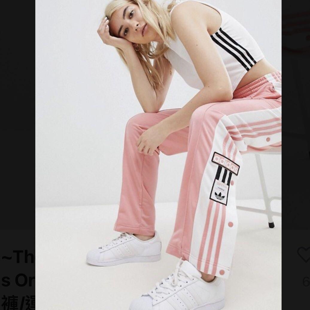 Adidas original three stripe track pant with vintage logo online in pink