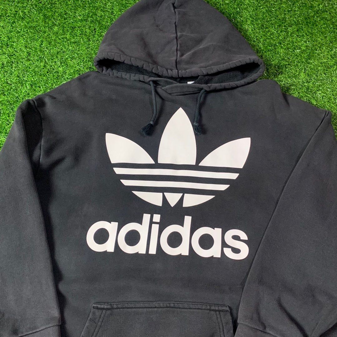 Adidas Trefoil Hoodie (Category: Hoodies) located in Caloocan City. Submitted by _seven (Listing ID 1236773624, Image 2). Description: Adidas Trefoil Hoodie Size: M on tag (fits L) Dimensions: W-25 L-29 Color Rate: 9/10 Condition: 10/10 NO ISSUE .