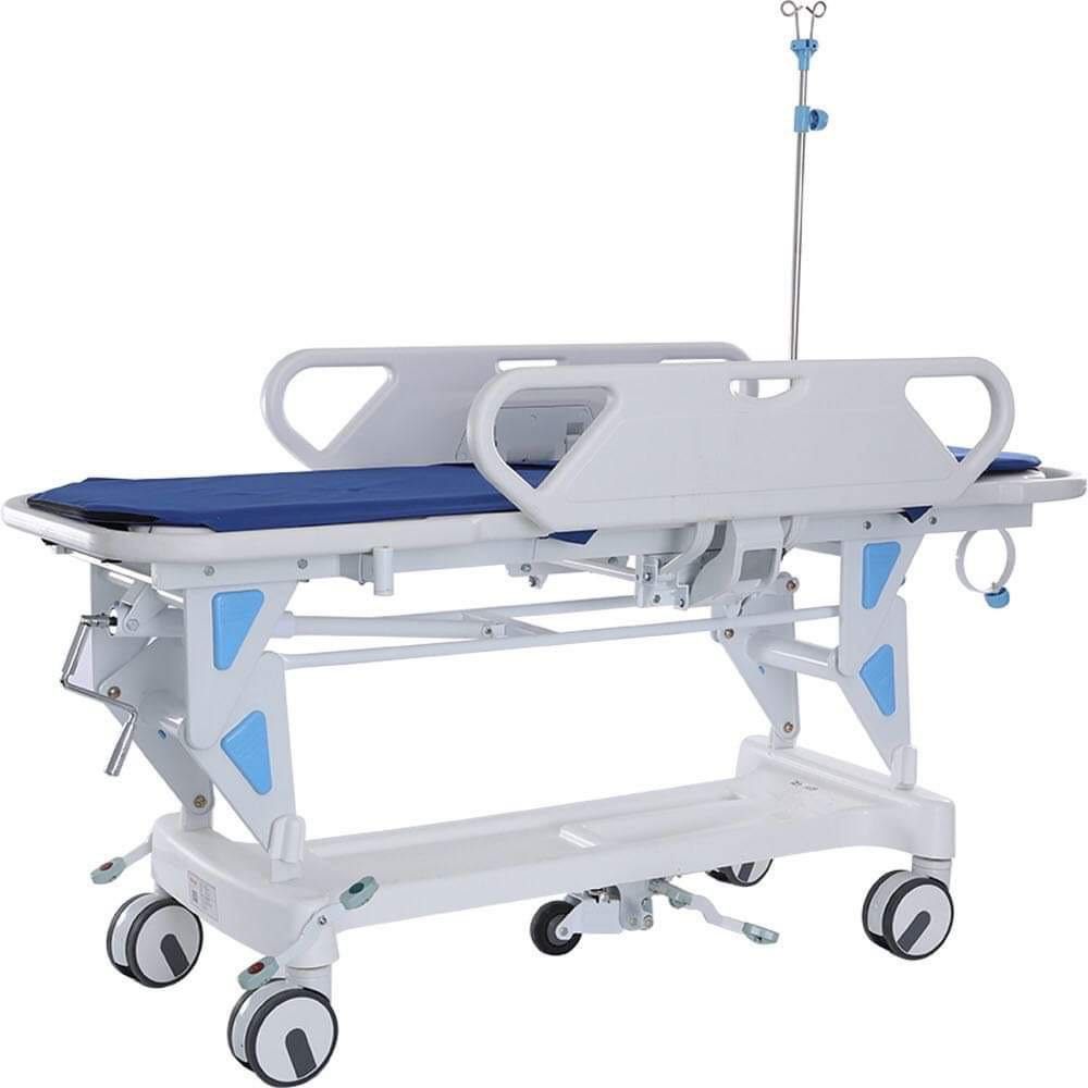 Advance emergency stretcher, collapsible, hydraulic with stair position