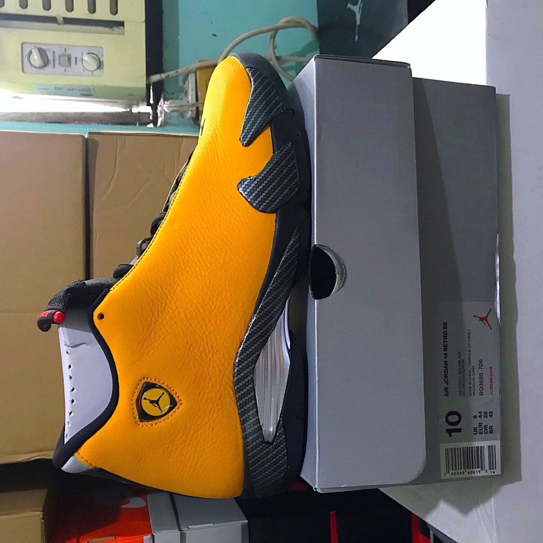Jordan 14 retro ferrari university gold hotsell
