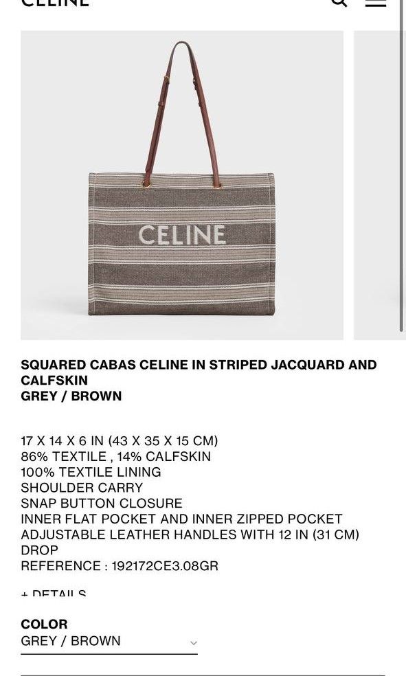 Celine Brown & Beige Striped Jacquard Cabas Tote Bag