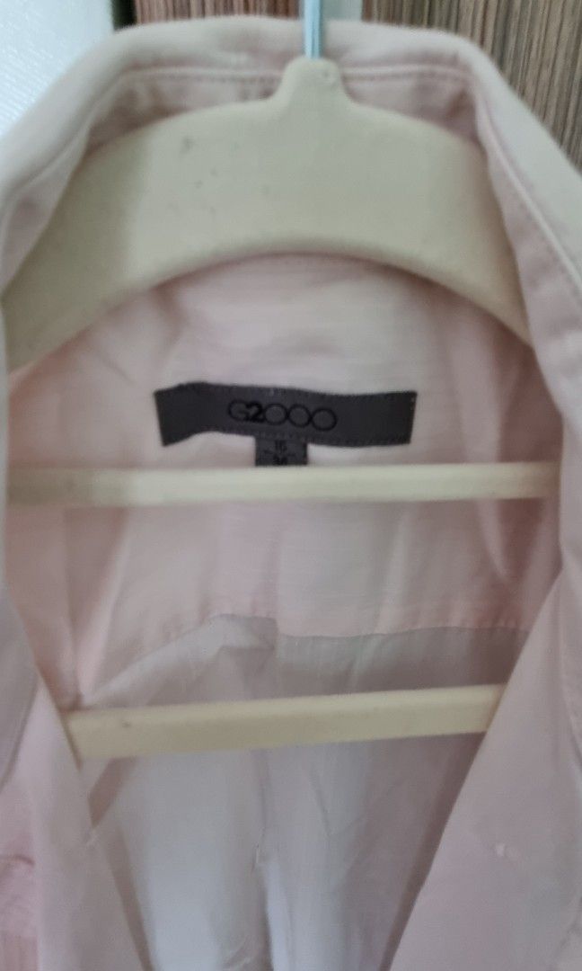 Authentic G2000 salmon pink long sleeve polo (Category: Formal Shirts) located in Quezon City. Submitted by averyav (Listing ID 1236699389, Image 3). Description: Authentic G2000 salmon pink long sleeve polo Size 16/34 on tag Has a small stain at the back RFS: rarely used.