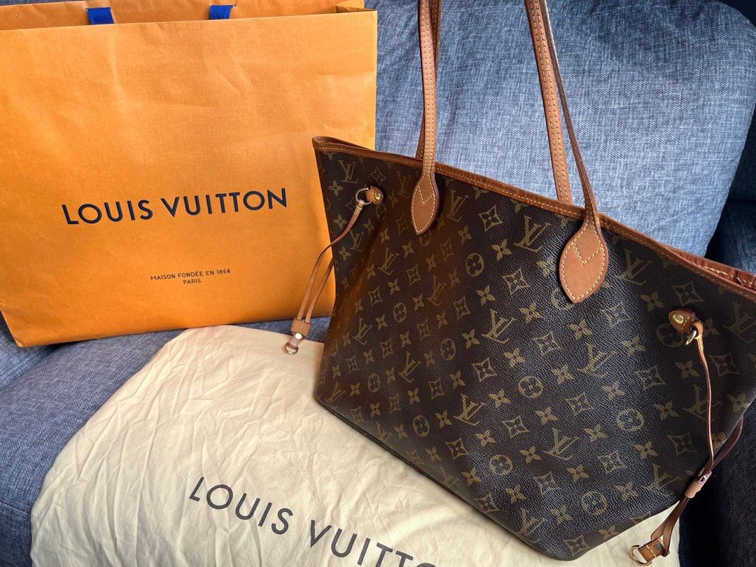 Louis Vuitton Neverfull MM Monogram Beige Pouch Box Receipt FULL SET WAIT  LIST