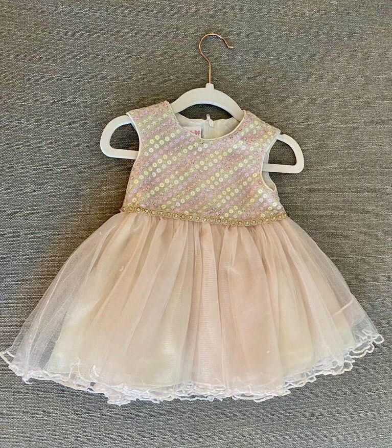 White and gold cheap dress for baby girl