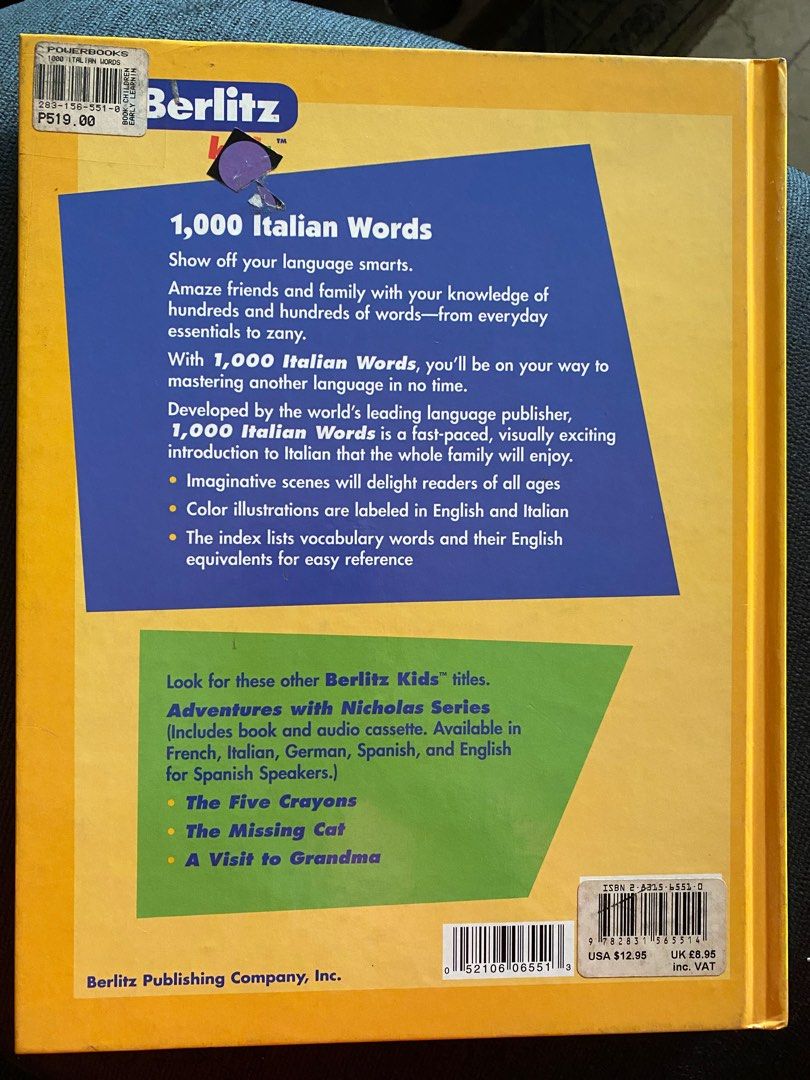 Berlitz Italian words (Category: Textbooks) located in San Juan City. Submitted by teas_atbp (Listing ID 1236761074, Image 2). Description: .