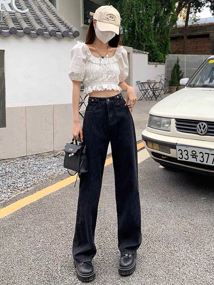 Black 90s high waist Pants
