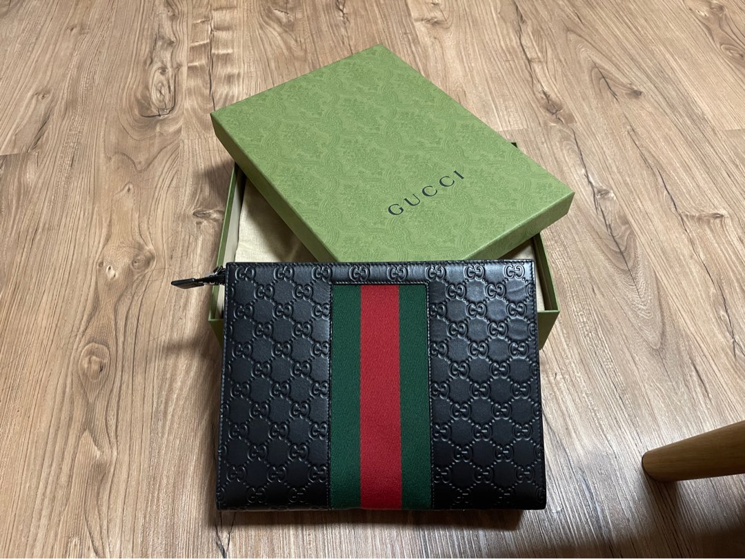 BLACK GUCCI SIGNATURE WEB POUCH