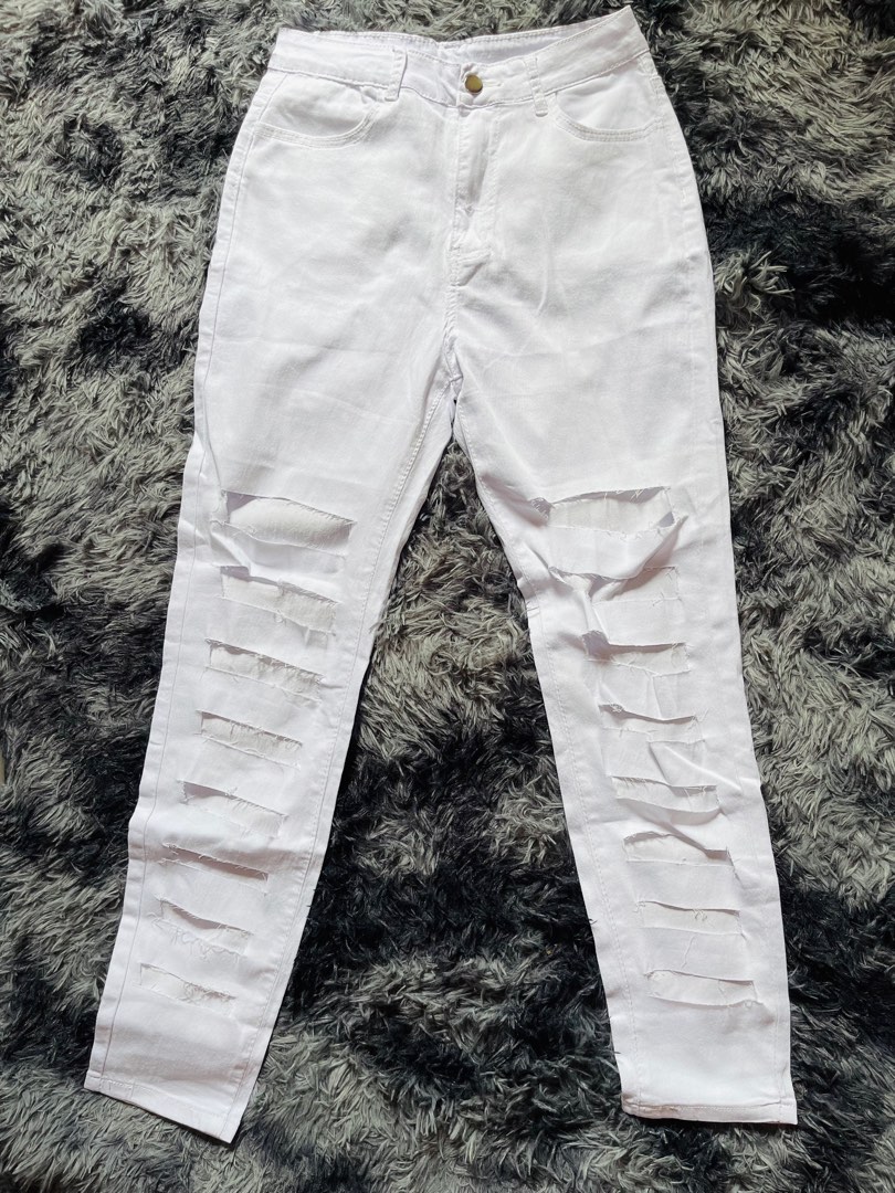 blush mark white pants tattered on Carousell