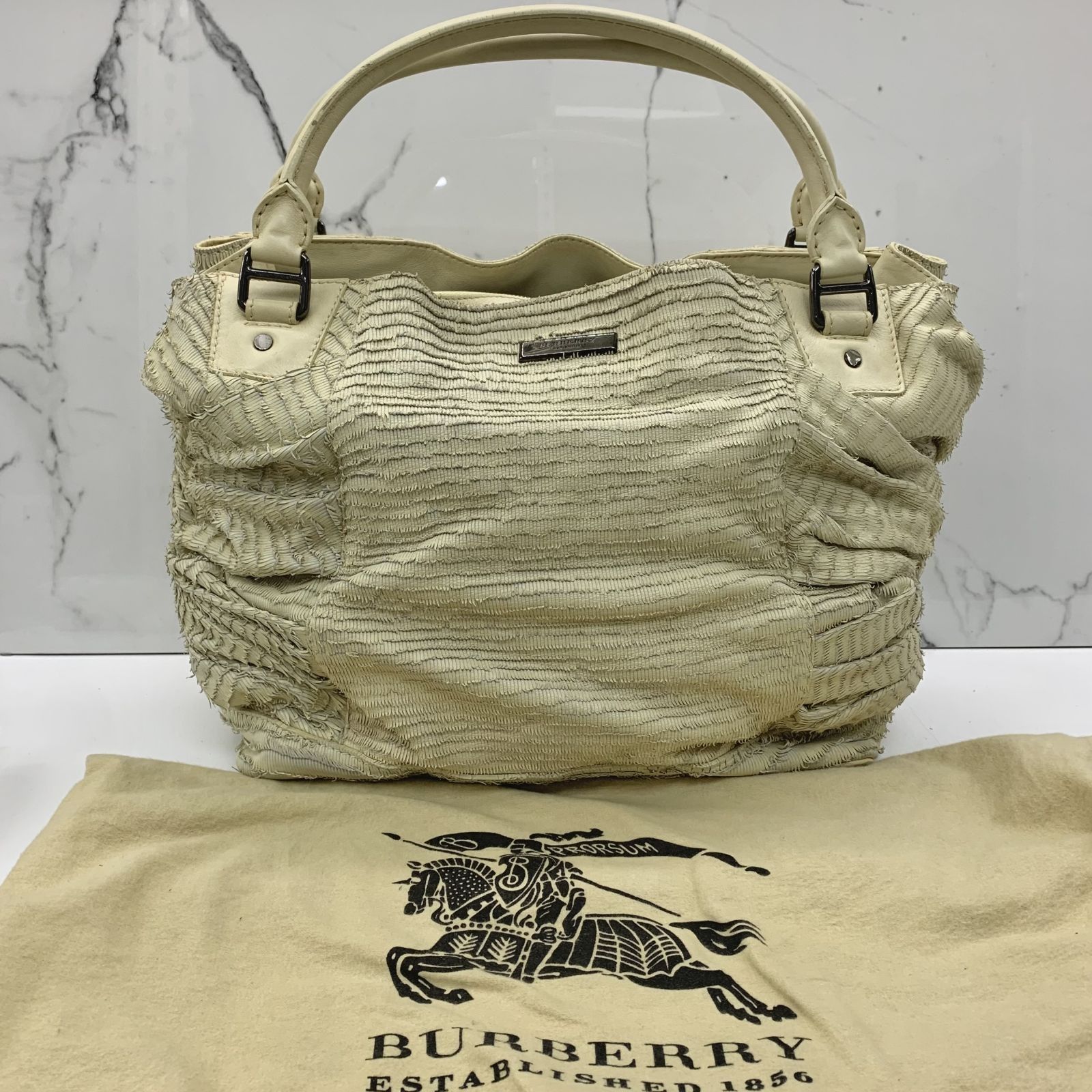 BURBERRY PRORSUM YELLOW PEBBLED LEATHER TOTE BAG NEW