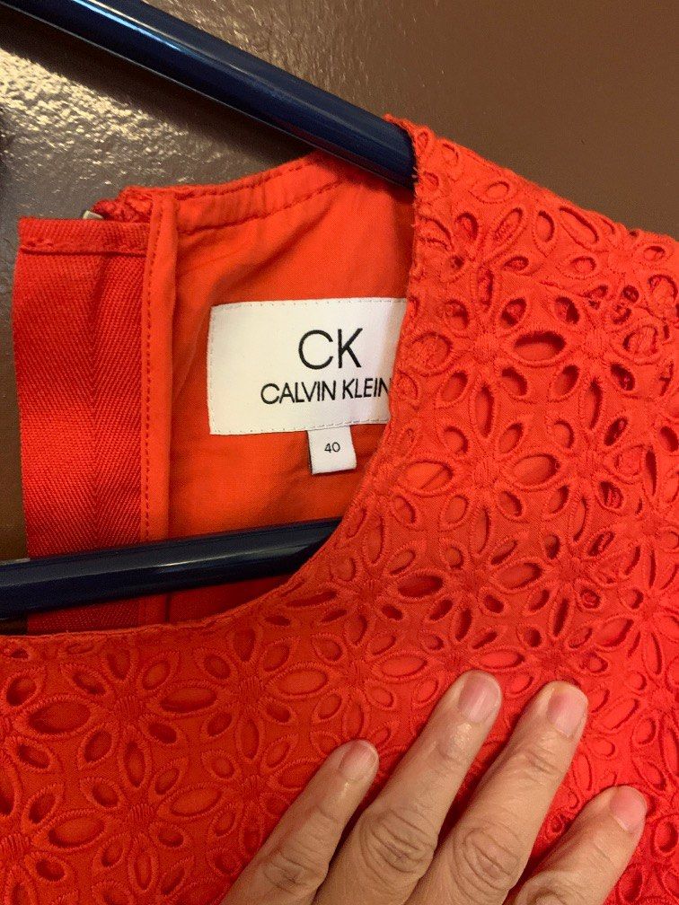 Calvin klein red deals lace dress