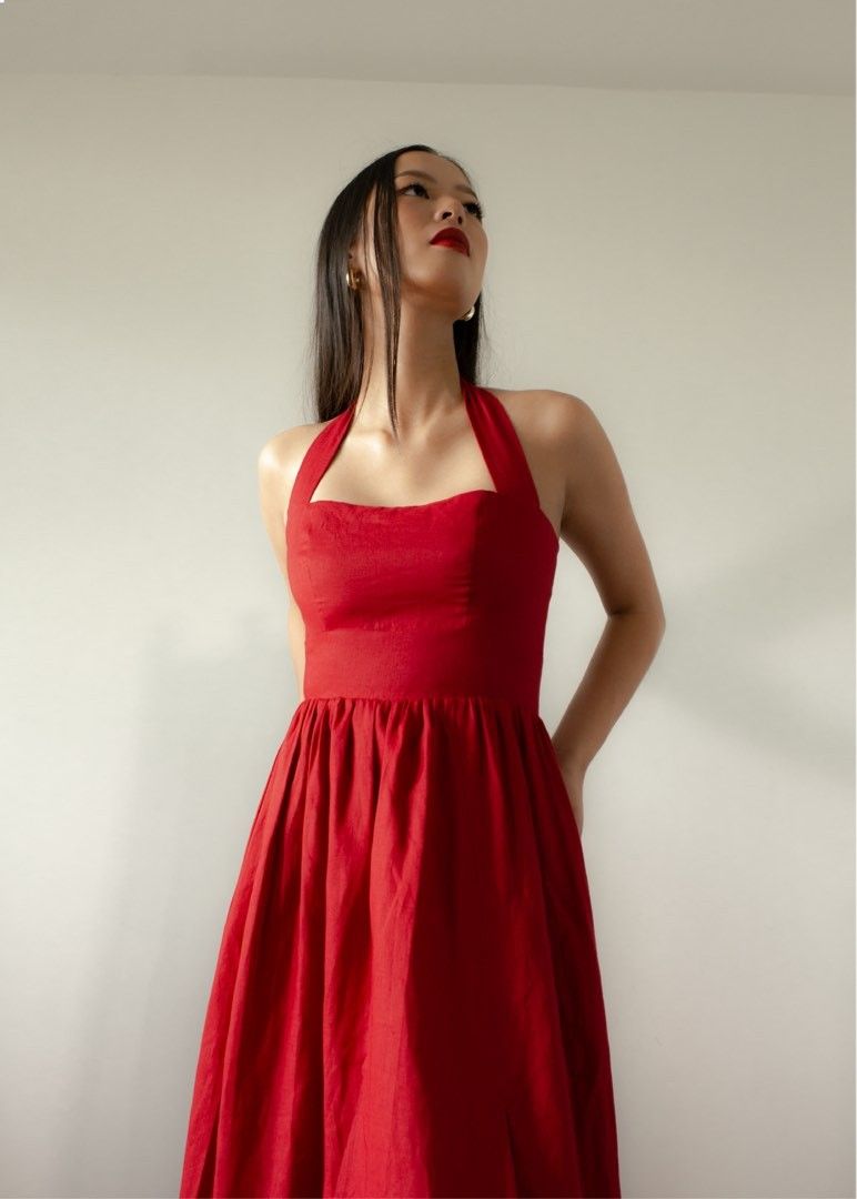 Caramel Monster Zanny Maxi Dress (Red), Women's Fashion, Dresses & Sets, Dresses on Carousell