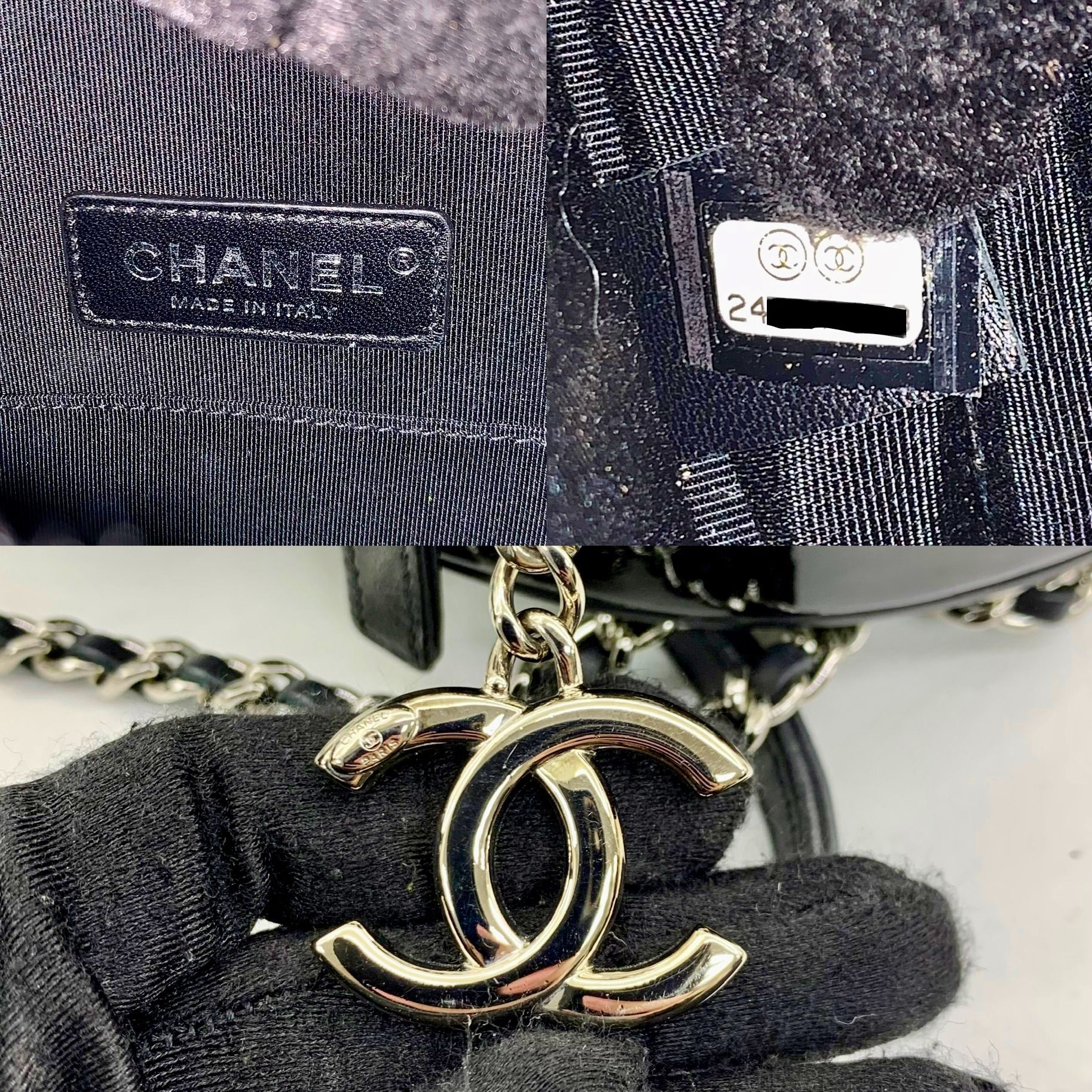 Chanel Chanel Matelasse Round Vanity Hand Bag Enamel Black White Vintage  Gold Metal Fittings Auction