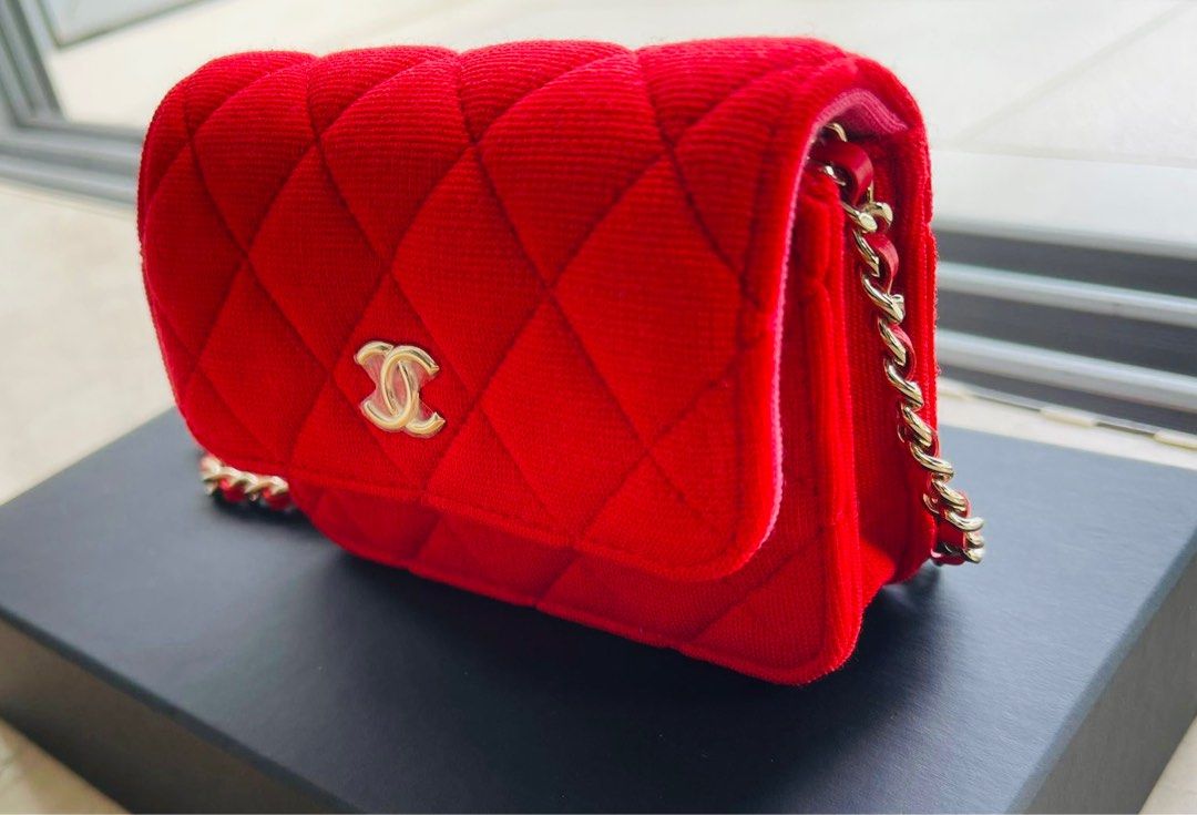 Chanel Red Clutch with chain, Luxury, Bags & Wallets on Carousell