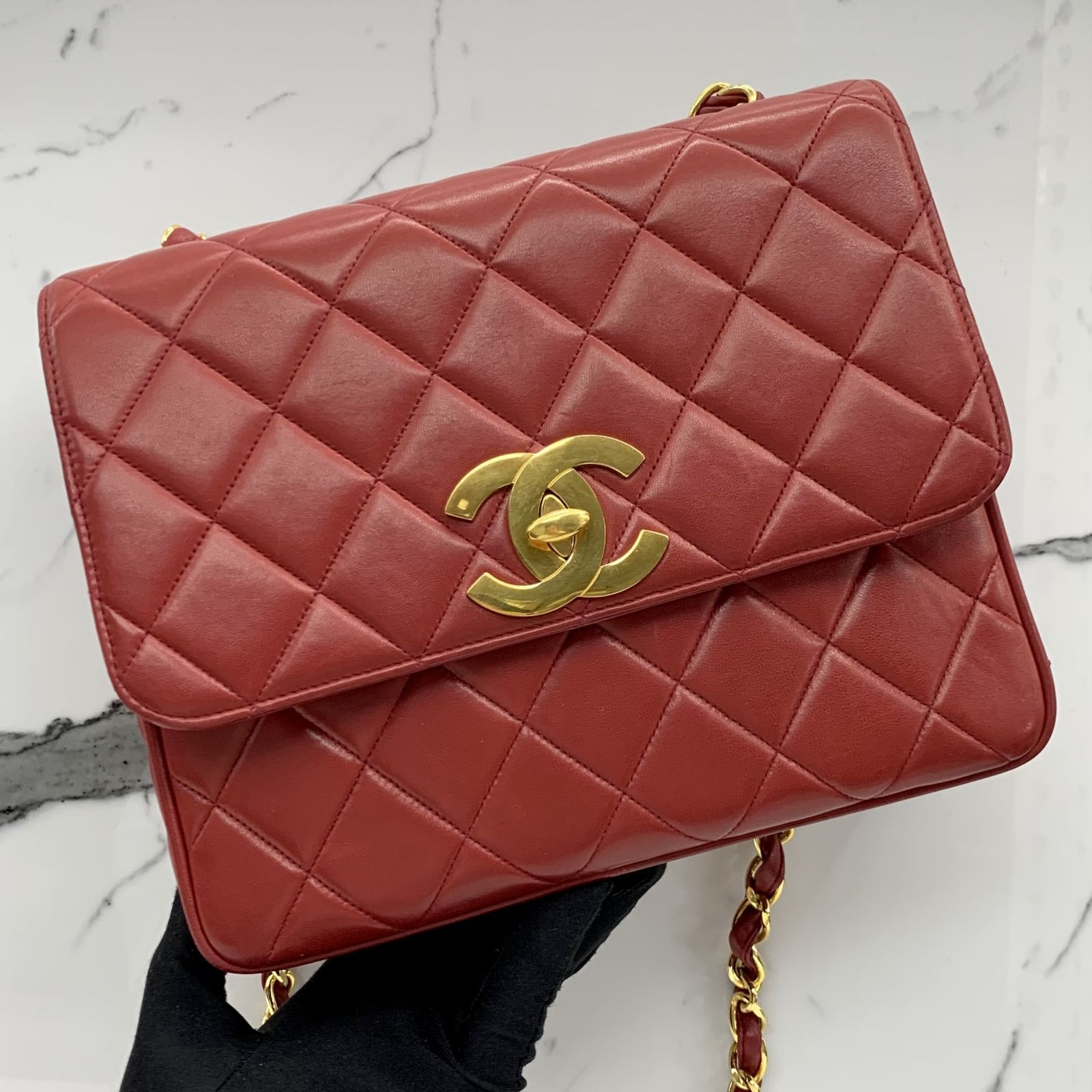Chanel Classic Flapbag Red Purse Satchel Shoulder Bag Lambskin MUST HAVE!