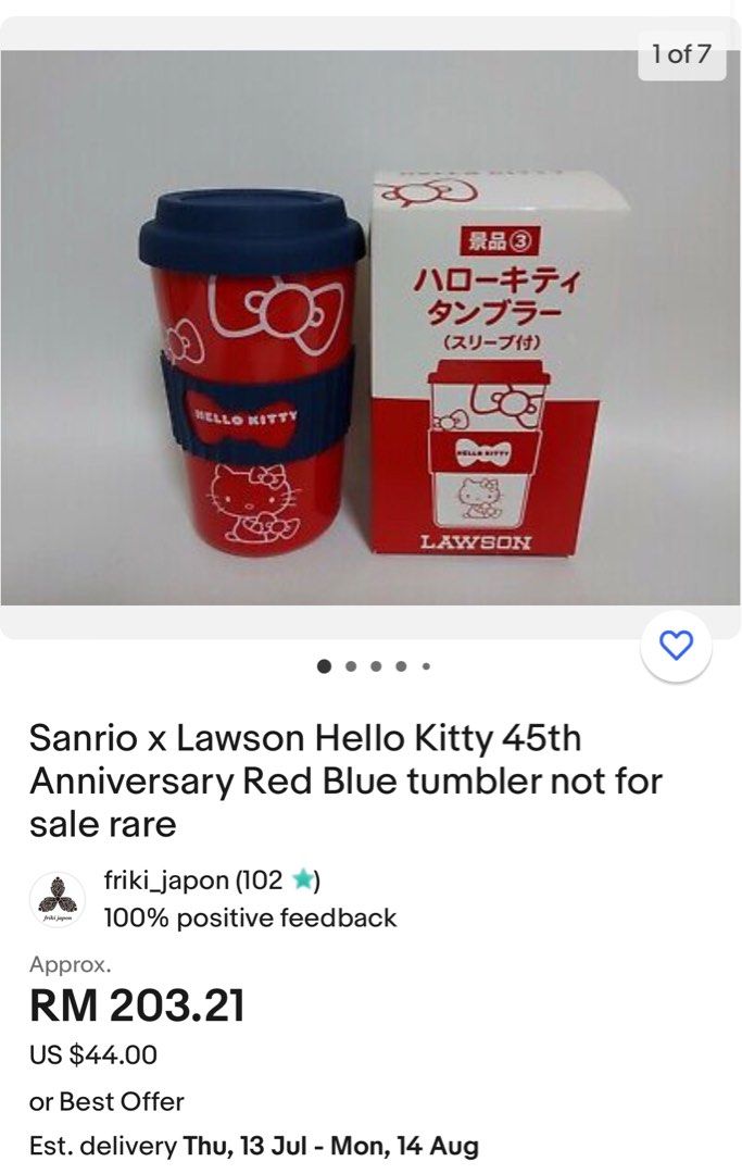 Sanrio Hello Kitty 45th Anniversary Glass Cup Vintage Rare Best