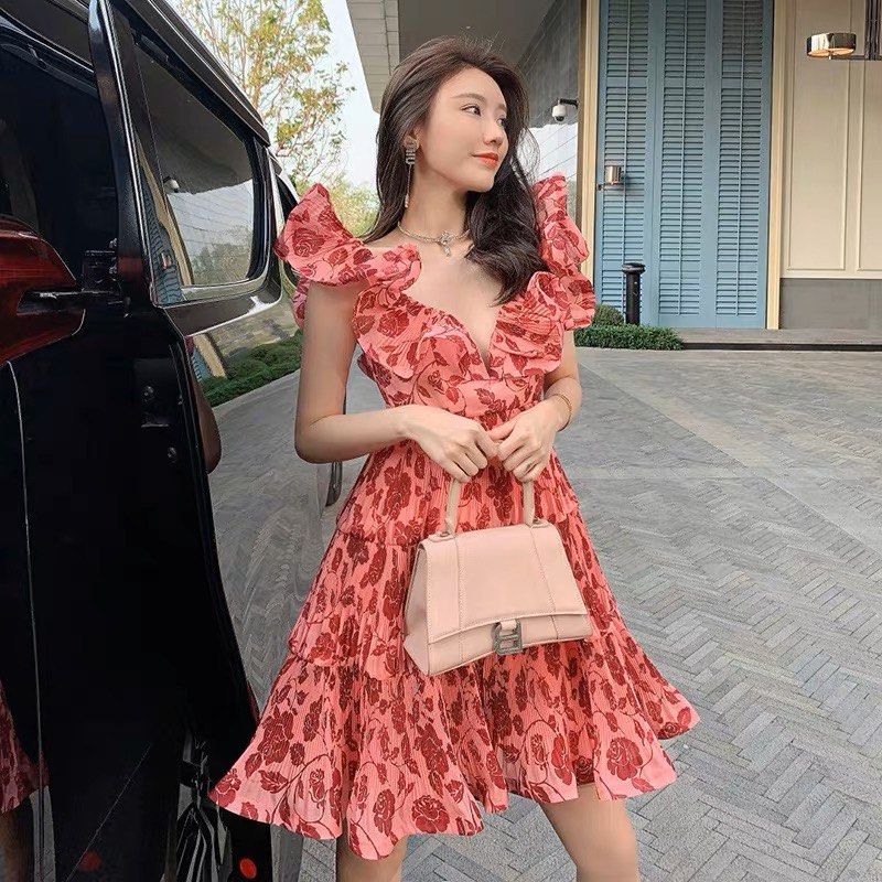 Coral pink hotsell cocktail dress