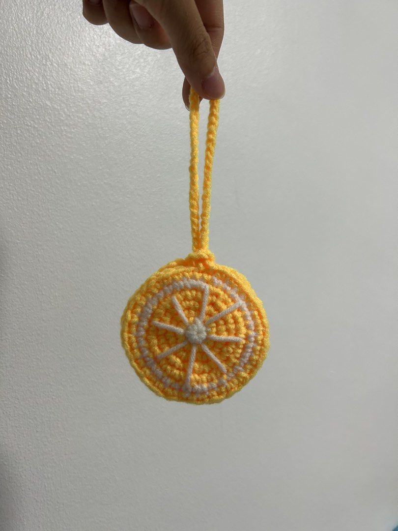 Crochet Lemon Bag Charm, Hobbies & Toys, Stationery & Craft, Handmade