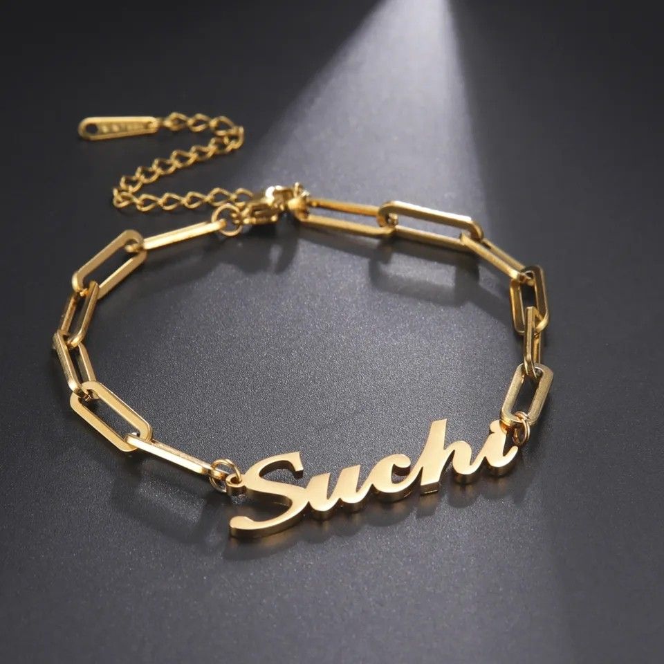 Duoying Baby Bar Engraved Name Personalized Name Bracelet Baby Foot Crown  Zircon Charm Color Stones Thick Chain Custom Bracelet - AliExpress