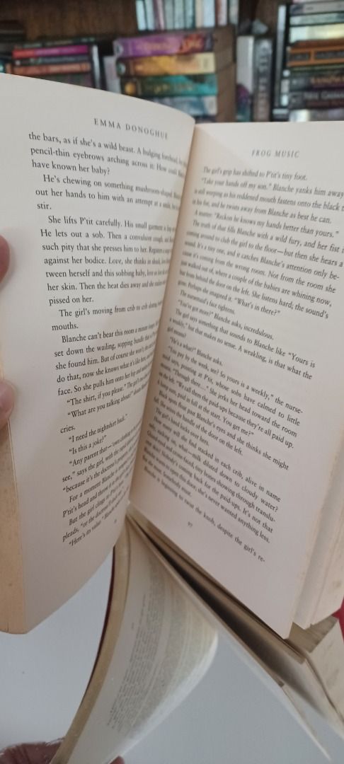 [ELEYO] Frog Music by Emma Donoghue (Category: Storybooks) located in Paranaque City. Submitted by eleyo.garage.sale (Listing ID 1236732662, Image 3). Description: ❗❗GET A FREE SURPRISE BOOK FOR EVERY ₱300 (OR MORE) BOOK PURCHASE❗❗ Slightly used, very good condition Used but not abused ⚠️ Item is preloved. Please manage your expectations. Chat seller if you want more information and/or photos to avoid confusions and misunderstandings. ⚠️ Make an 