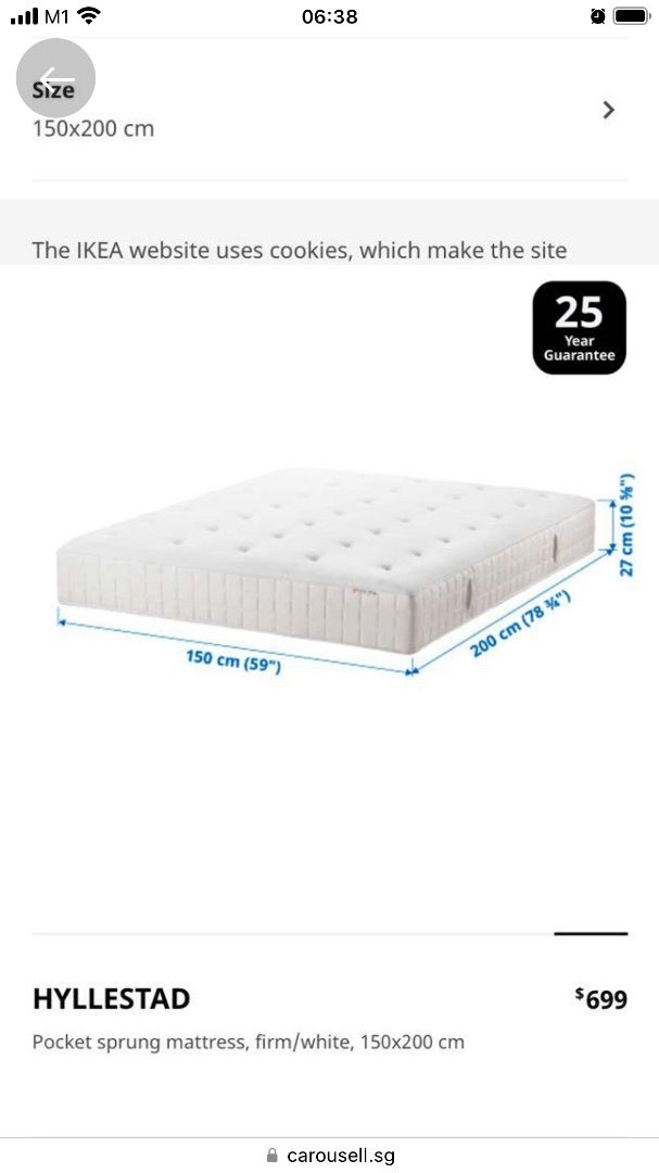 Firm Hyllestad Queen size Mattress IKEA