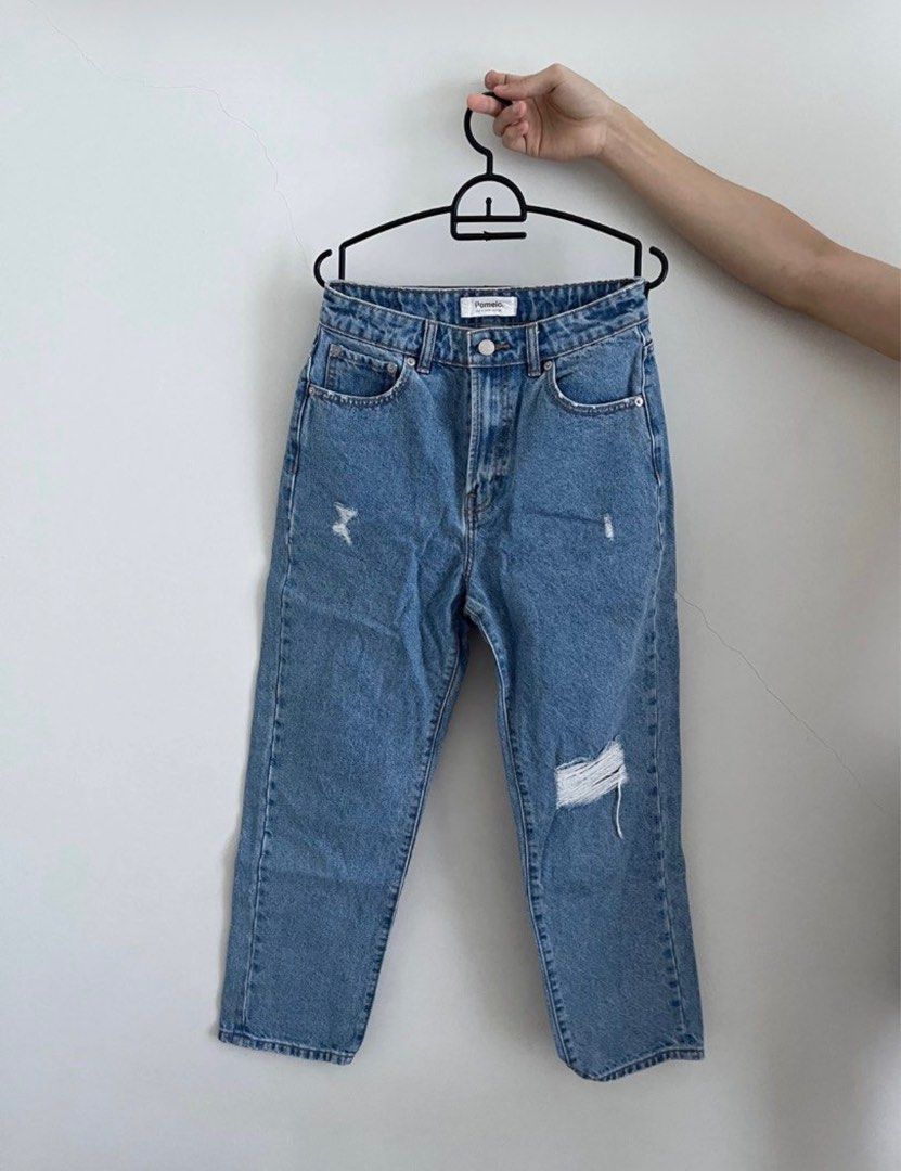 FREEONG Pomelo Jeans HW Highwaist Denim Ripped Boyfriend Casual Basic
