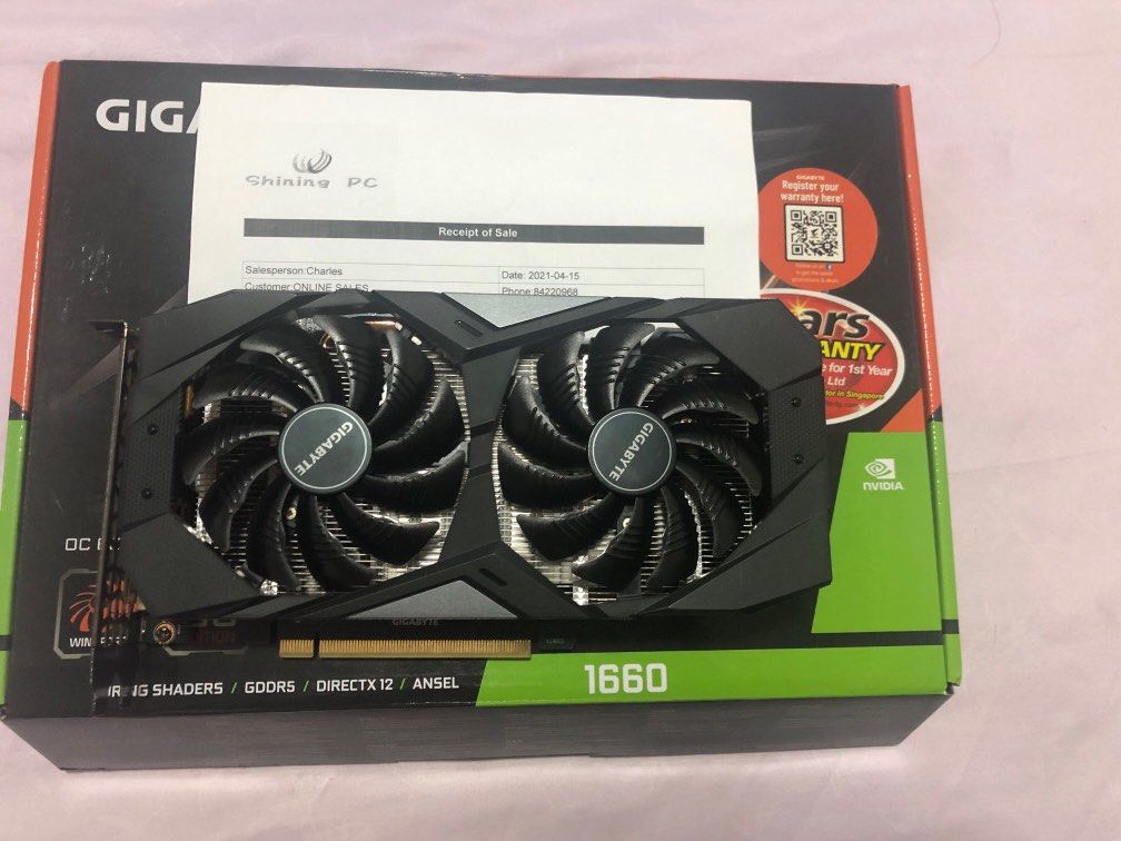 Gigabyte GTX 1660 6gb OC edition graphic card GPU