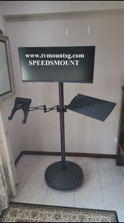(HDL09) monitor stand mobile cart with  laptop keyboard stand