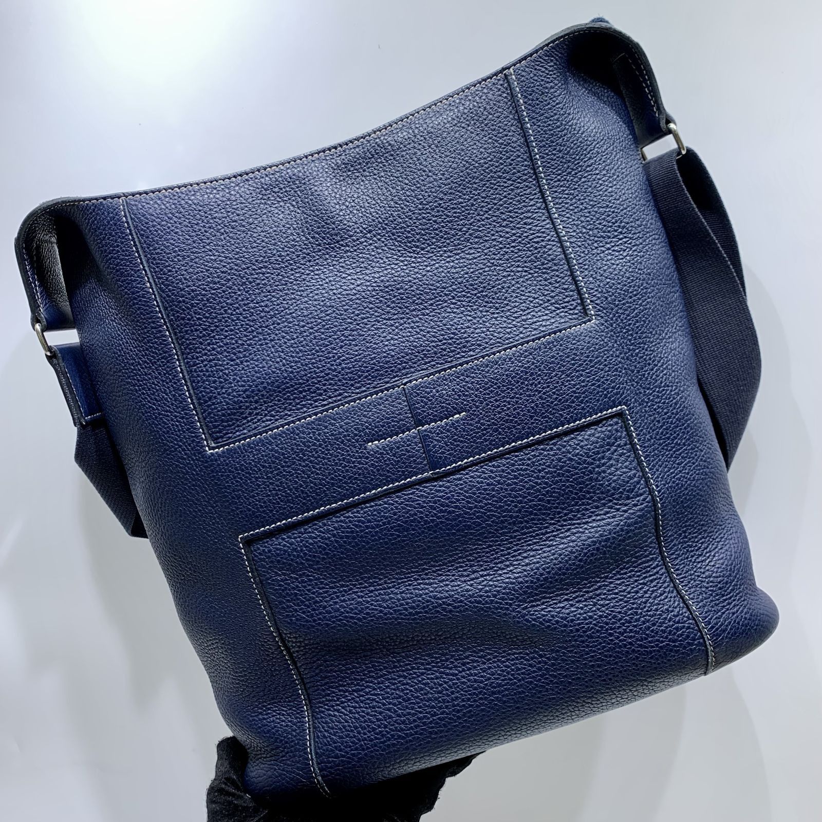 HERMES BLUE GOOD NEWS SQUARE M SHOULDER BAG 237016360 WE