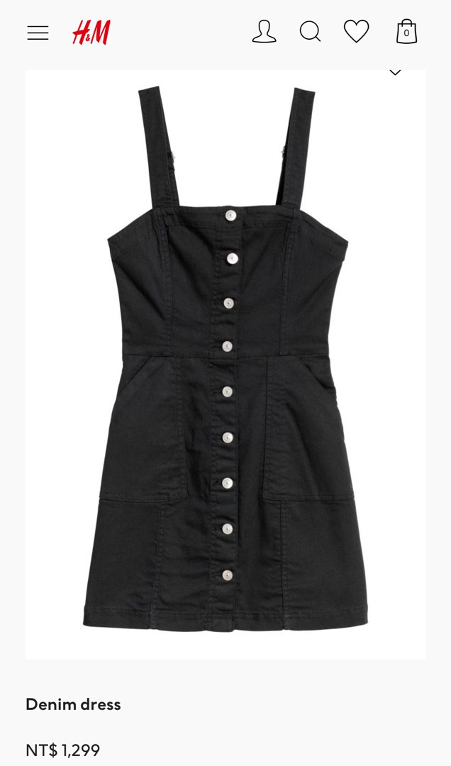 H M Dress black denim plain fitted jumper party fitted korean