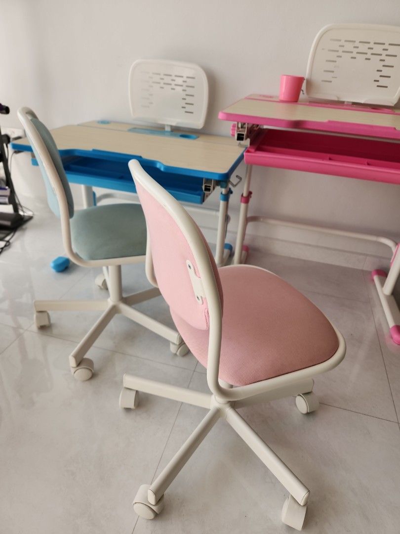 Ikea children study chairs and height-adjustable study table, Furniture ...