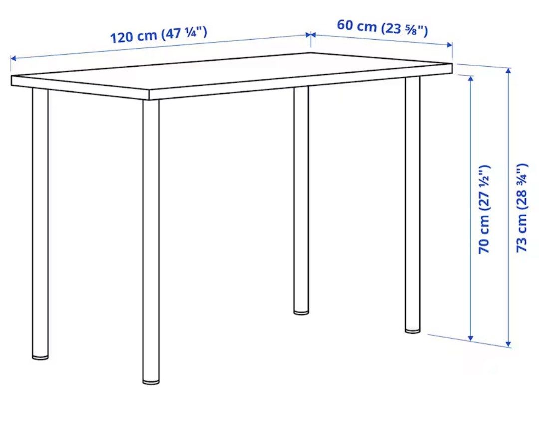 Ikea linnmon /ADILS table 120 x 60 with legs, Furniture & Home Living