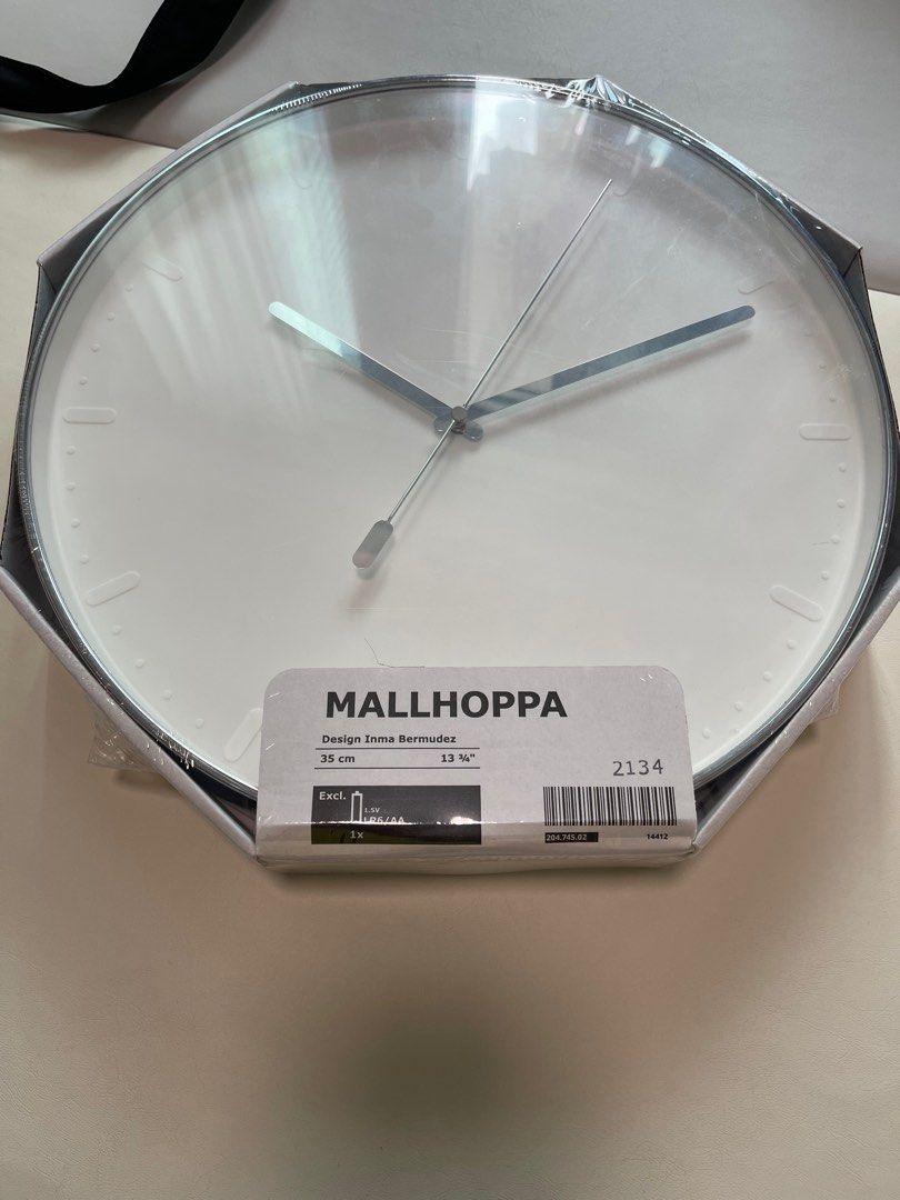 MALLHOPPA Wall clock, low-voltage/silver-colour, 35 cm - IKEA