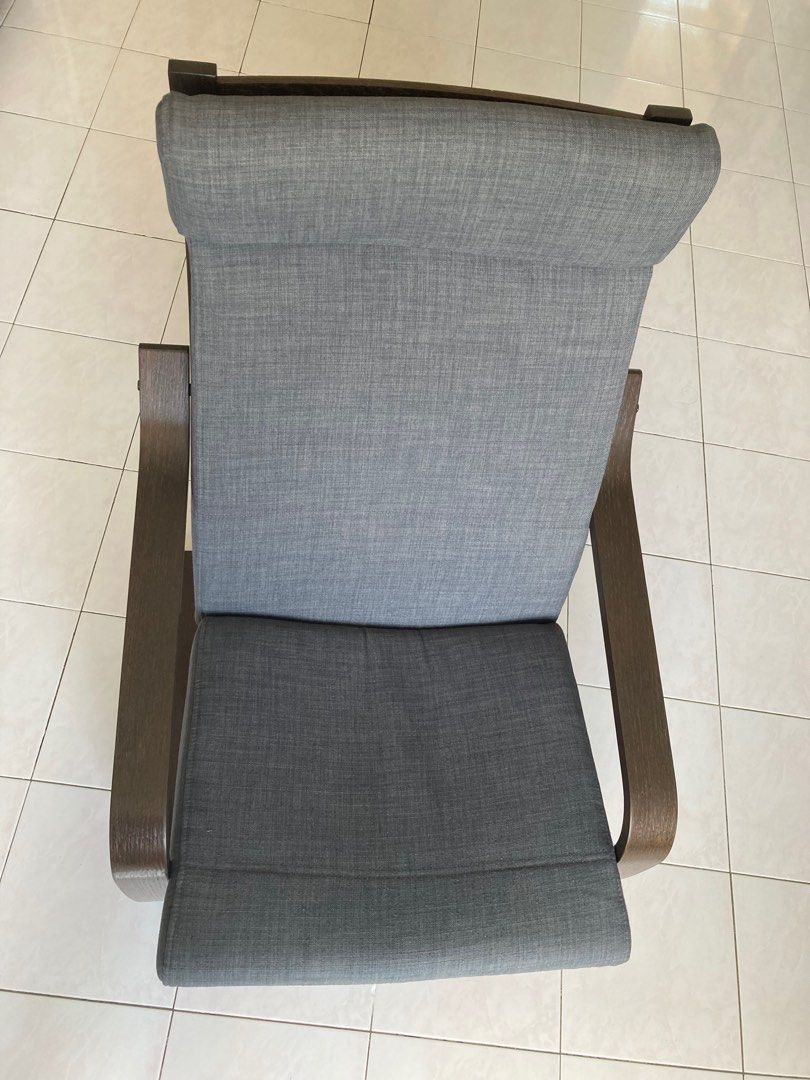 Ikea Poang Brown/Skiftebo Dark Grey Armchair, Furniture & Home Living, Furniture, Chairs on