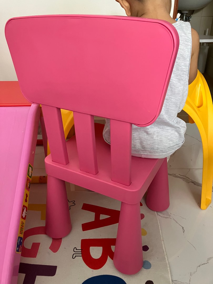 IKEA Mammut Toddler chair + stool + yellow table on Carousell