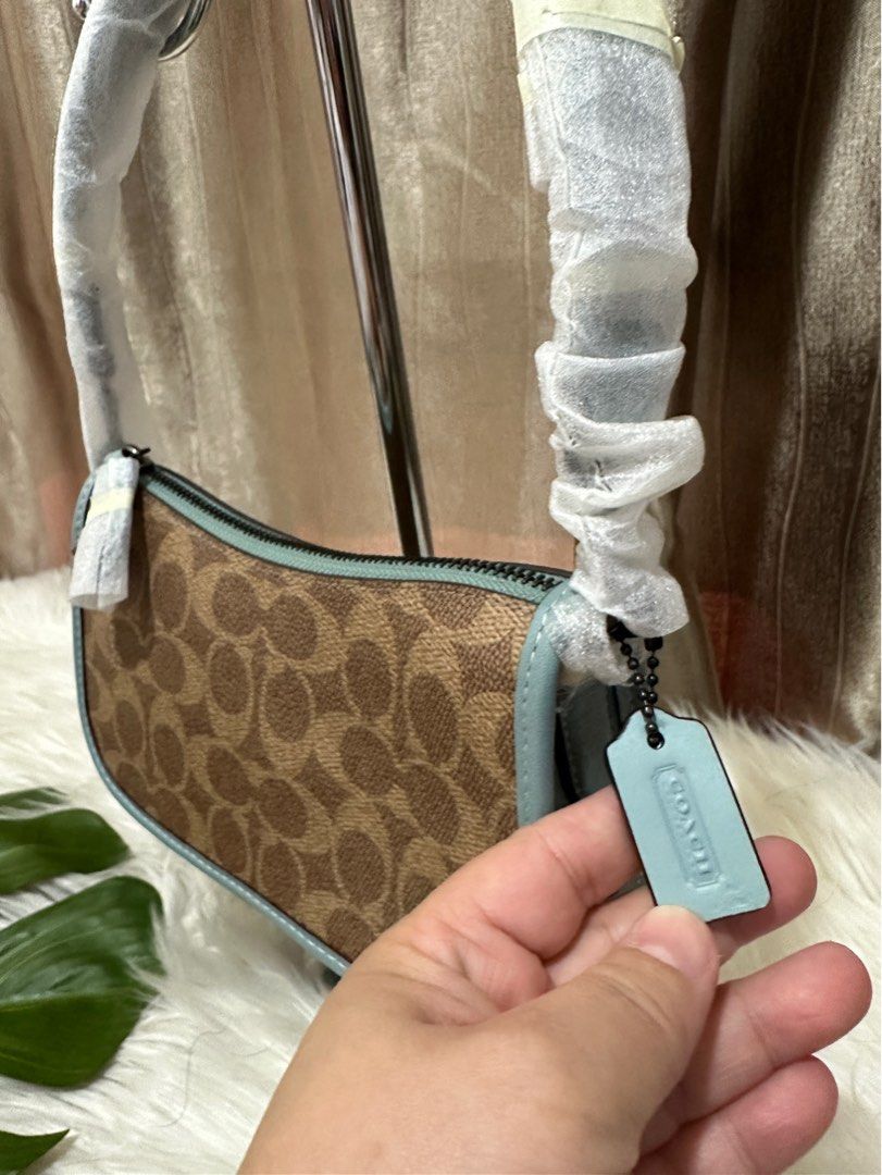 Coach Swinger 20 Shoulder Bag Aqua Tan Rust