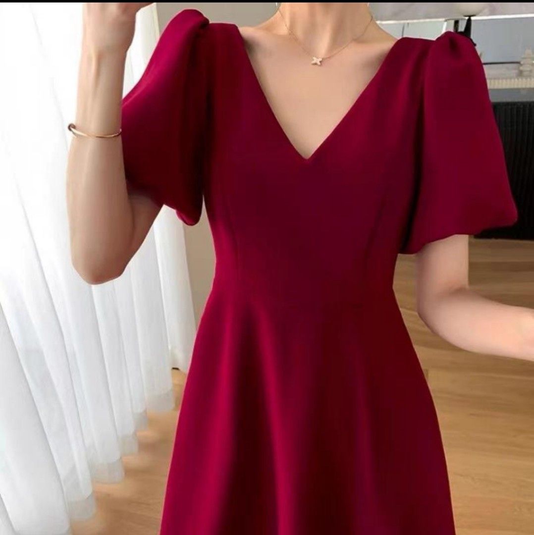 Red colour short dress store