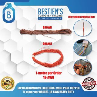 JAPAN AUTOMOTIVE ELECTRICAL WIRE PURE COPPER (1-meter per ORDER), 18-AWG HEAVY DUTY