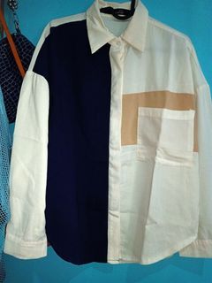 Kemeja Kuki Style Navy Cream