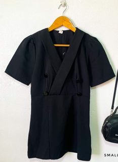 Korean black long top/dress with slit
