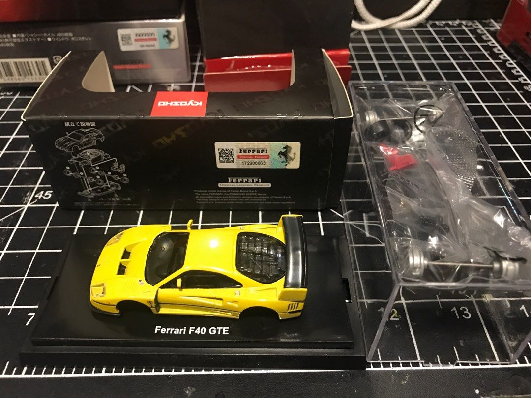 Kyosho 1/64 Ferrari F40 GTE 黃色硬盒絕版罕有款, 興趣及遊戲, 玩具 