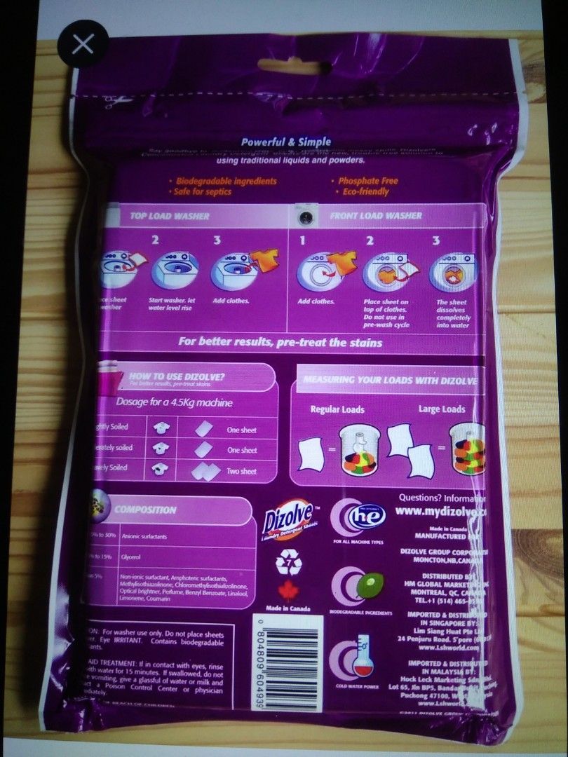 Laundry detergent sheets 1 box, Beauty & Personal Care, Sanitisers