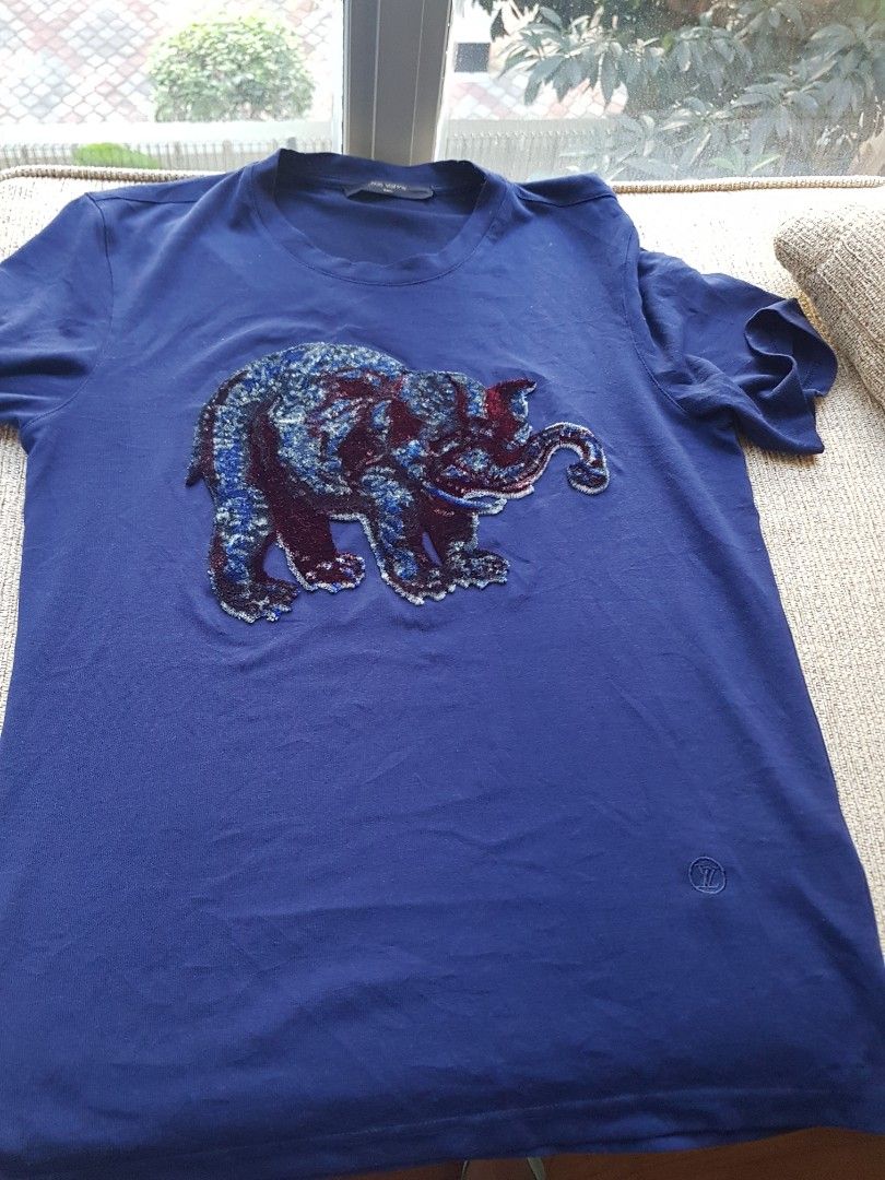 Louis Vuitton Men's Blue Cotton Chapman Elephant Classic Shirt