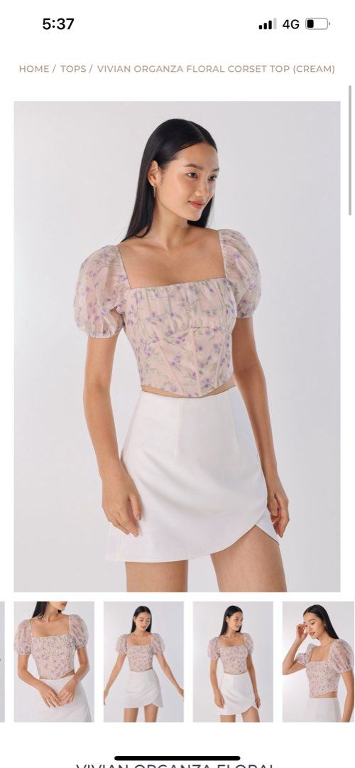 VIVIAN ORGANZA FLORAL CORSET TOP (LAVENDER)