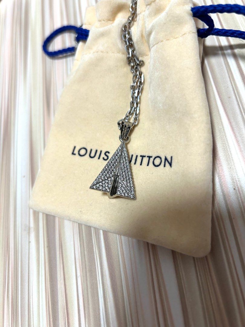 Louis Vuitton M01034 LV Paperplane Necklace, Silver, One Size
