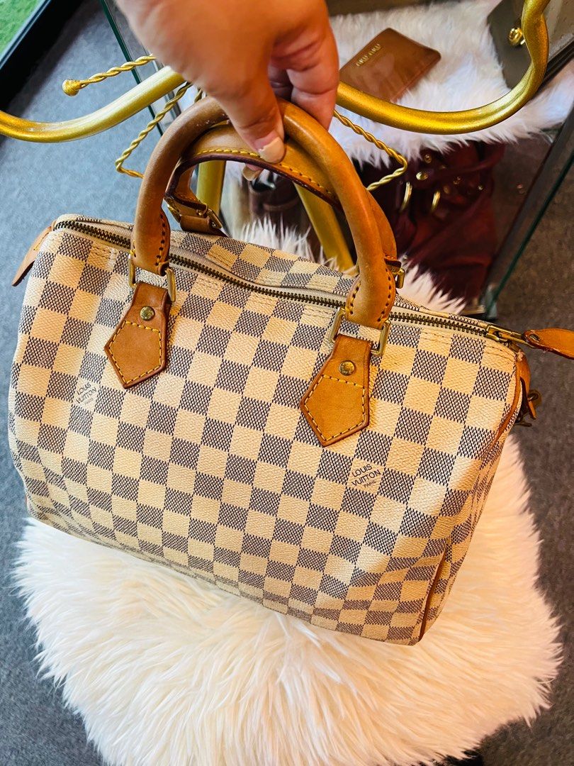 LV Speedy 30 White Damier Handbag, Luxury, Bags & Wallets on Carousell