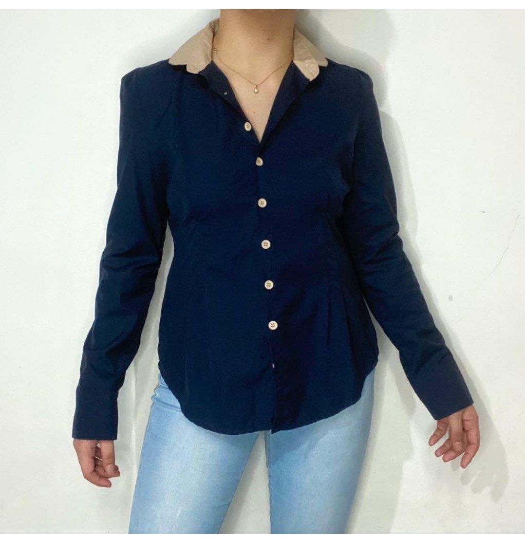 Navy blouse (Category: Blouses) located in Caloocan City. Submitted by fortunodeclutter (Listing ID 1236703012, Image 2). Description: .