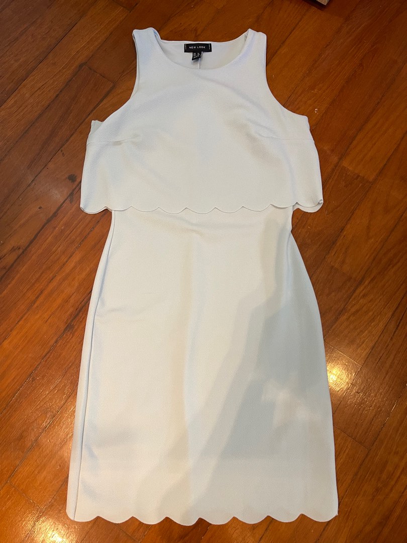 New Look Baby Blue Scallop Work Dress